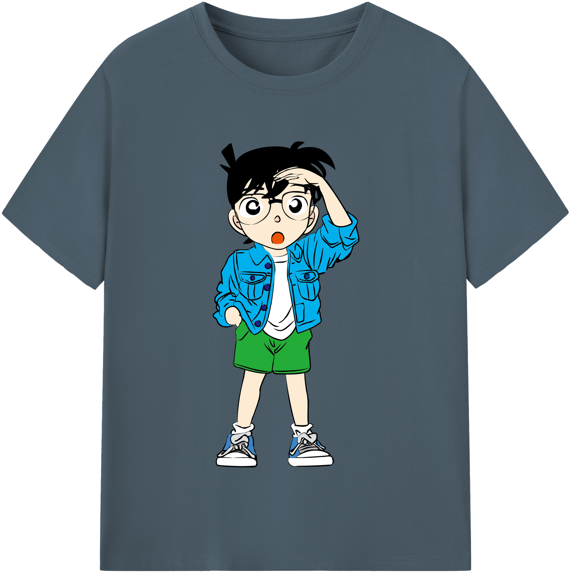 （画像用） 名探偵コナン 江戸川 コナン Detective Conan Conan Edogawa 綿100％半袖Tシャツ（フロントプリント）
